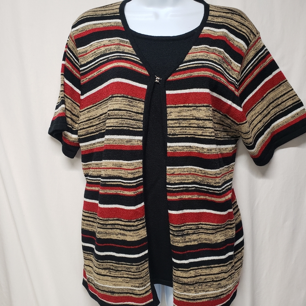 Sag Harbor SS Layered Look Light Weight Sweater